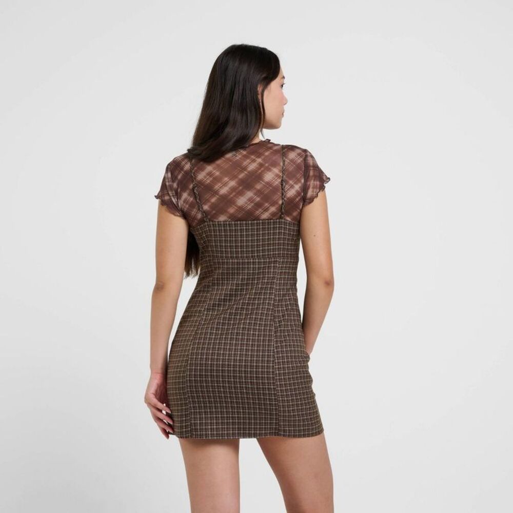 Women's dELiA*s Mini A-Line Dress - Brown Plaid XXL - Picture 3 of 4